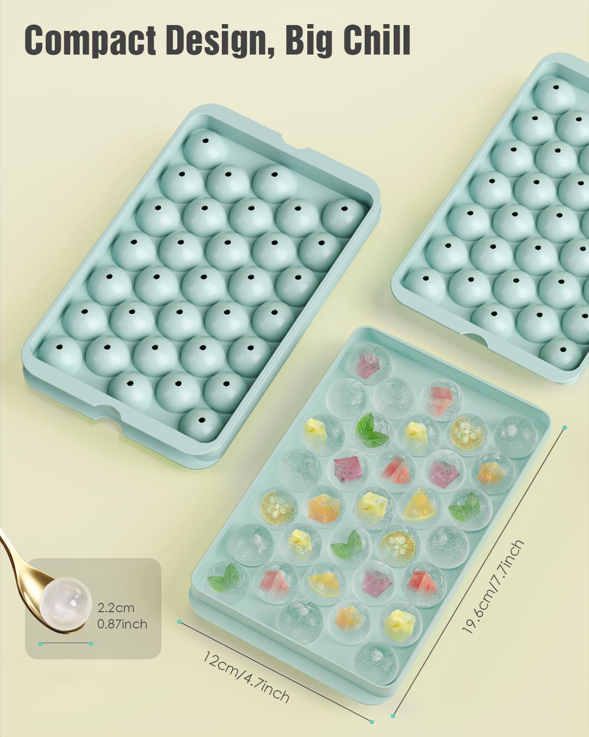 Round Ice Cube Trays with Lid and Bin - 3 Stackable Trays Small Circle Ice Maker Molds for Freezer, 99pcs Round Ice Balls for Chilling Whiskey, Cocktails, Coffee - Easy-Release Sphere Ice Tray 🍁 All In One Marketplace Canada