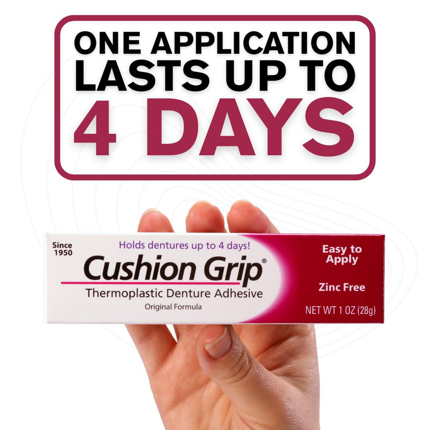 Cushion Grip Thermoplastic Denture Adhesive – Refits & Tightens Loose Dentures, Works Like a Denture Reliner for a Long-Lasting, Secure Fit, Cushions Gums, Waterproof & Zinc-Free - 1 oz 🍁 All In One Marketplace Canada