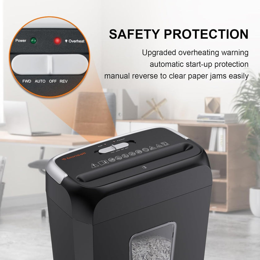 Bonsaii 6-Sheet Crosscut Paper Shredder for Home Use, Small Paper Shredder for Home Office, Portable Document Shredder with 3.4 Gal Wastebasket (C237-B) 🍁 All In One Marketplace Canada