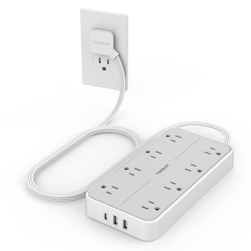 TESSAN Flat Plug Power Bars with Surge Protector 1080J, 6 Ft 🍁 All In One Marketplace Canada