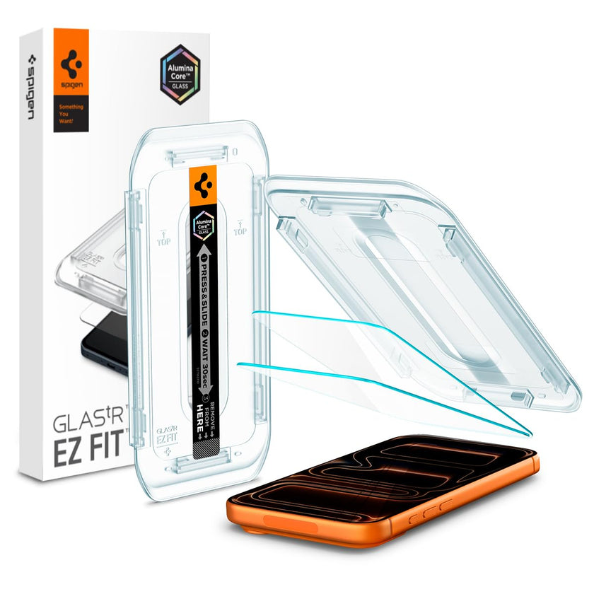 Spigen AluminaCore Tempered Glass Screen Protector [Glas.tR EZ Fit] designed for iPhone 17 Pro Max | iPhone 16 Pro Max [2 Pack] 9H+ Hardness, Aluminum-Enhanced Durability 🍁 All In One Marketplace Canada
