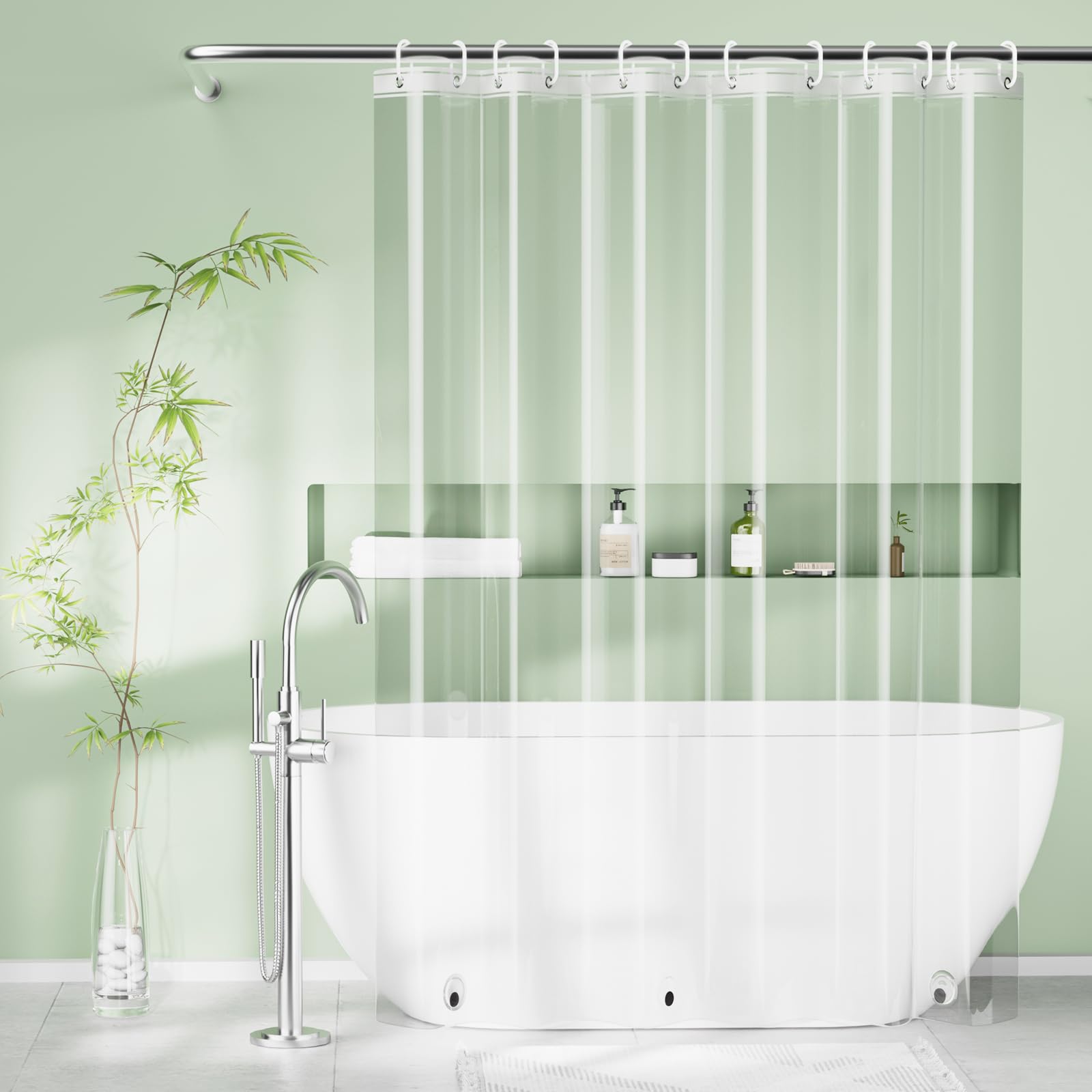 Seenus PEVA 8G Clear Shower Curtain Liner with 3 Large Magnets, Bpa-Free Waterproof Plastic Shower Curtain for Bathroom, 72 x 72 inch Completely Transparent Shower Liner Mildew Resistant 🍁 All In One Marketplace Canada