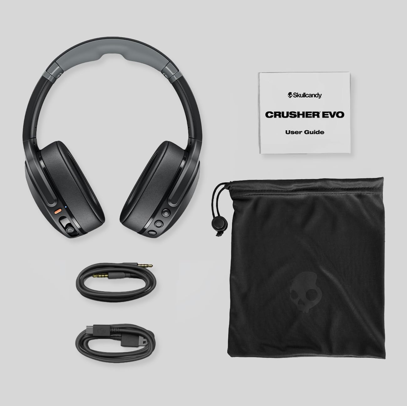 Skullcandy Crusher Evo Wireless Bluetooth Headphones with Multi-Sensory Bass, Noise Isolating Over-Ear Fit, Up to 40 Hours Battery, Microphone for iPhone Android - True Black 🍁 All In One Marketplace Canada