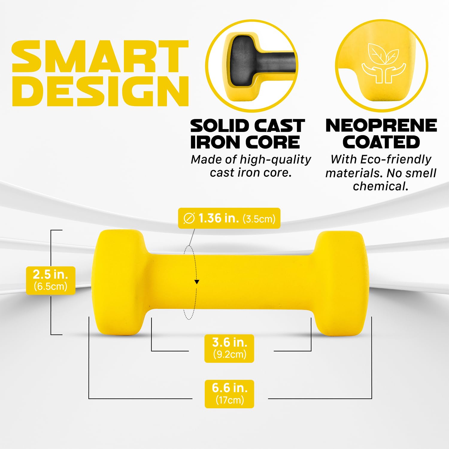 Yes4All Dumbbell Neoprene, poids et haltere, Weight Set, Hand Weights for Women, Dumbbells Pair, Free Weights (Yellow - 4lbs) 🍁 All In One Marketplace Canada