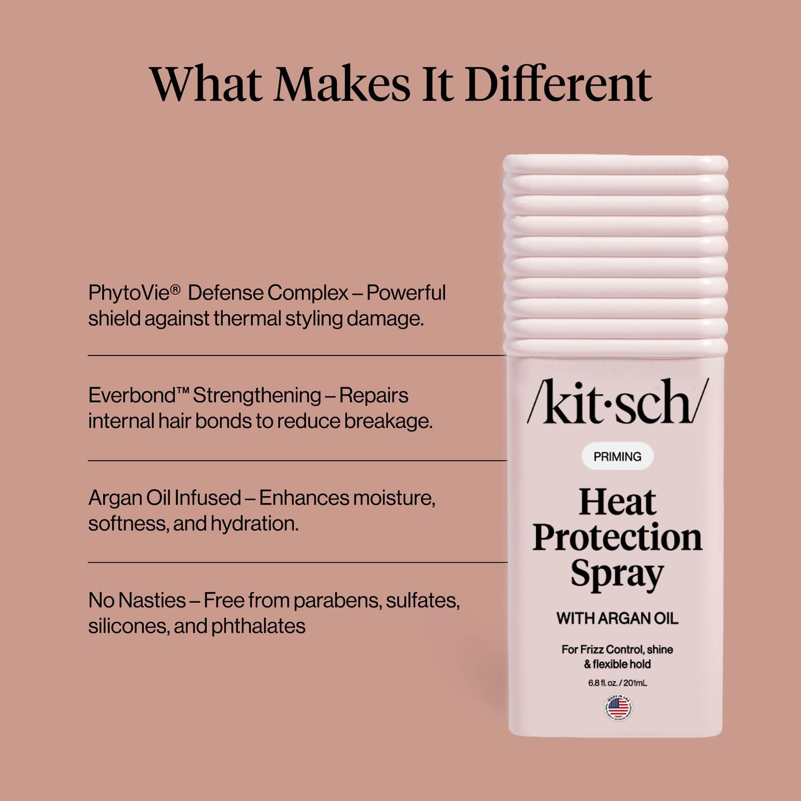 Kitsch Heat Protection Spray for Hair – Heat Protectant for Hair with Argan Oil – Styling Hair Spray for Frizz Control, Shine & Damage Protection – Protects Strands | Ideal Gifts for Women – 201ml 🍁 All In One Marketplace Canada