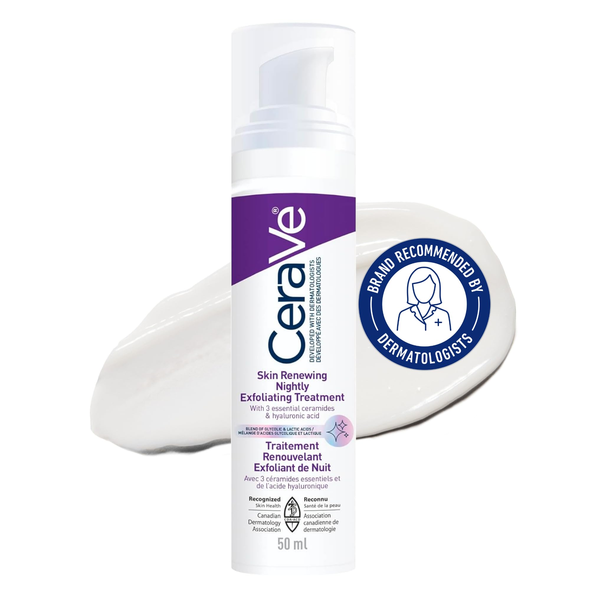 CeraVe Skin Renewing Nightly Exfoliating Treatment for Healthy Aging, Fine Lines, Wrinkles, Dullness and Pores. Face Serum with Glycolic Acid, Hyaluronic Acid & Ceramides, Fragrance-Free, 50ml 🍁 All In One Marketplace Canada