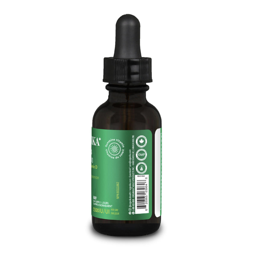 Organika Canadian-Made Vitamin D3 Liquid 2500IU- Olive Oil Base, Immune System Support- 30ml 🍁 All In One Marketplace Canada