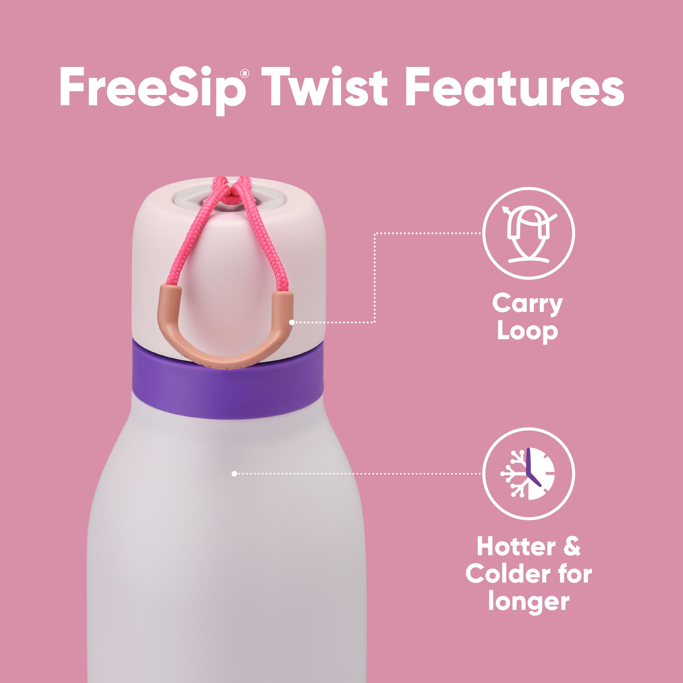 Owala FreeSip Twist Insulated Stainless Steel Water Bottle with Straw for Sports and Travel, BPA-Free, 24-oz, Pink/Purple (Dreamy Field) 🍁 All In One Marketplace Canada