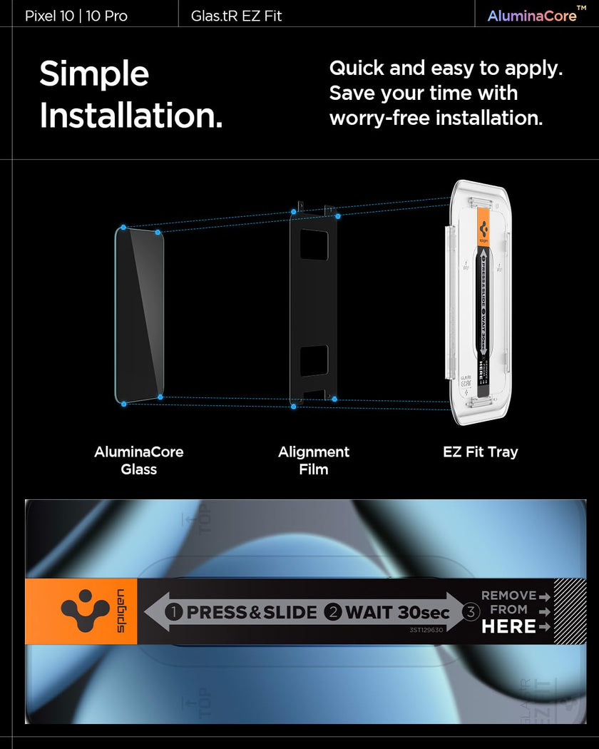 Spigen AluminaCore Tempered Glass Screen Protector [GlasTR EZ FIT] designed for Pixel 10 Pro | Pixel 10 | Pixel 9 Pro | Pixel 9 [2 Pack] Aluminum-Enhanced Durability and Impact Resistance 🍁 All In One Marketplace Canada