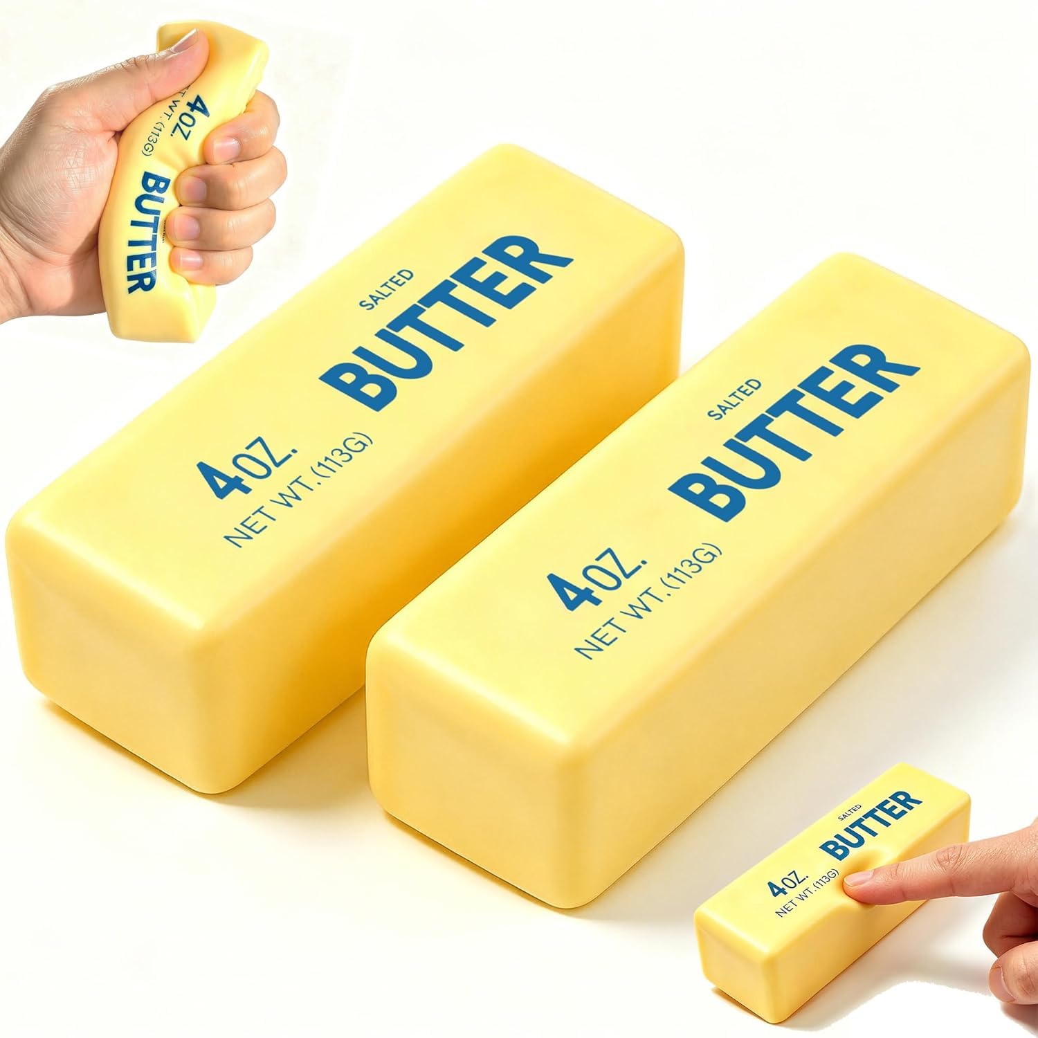 2Pcs Cute Butter Stress Balls,Slow Rebound Realistic Soft Butter Stick Fidget,Slow Rising Portable for Adults Anxiety & Stress Relief (Yellow) 🍁 All In One Marketplace Canada