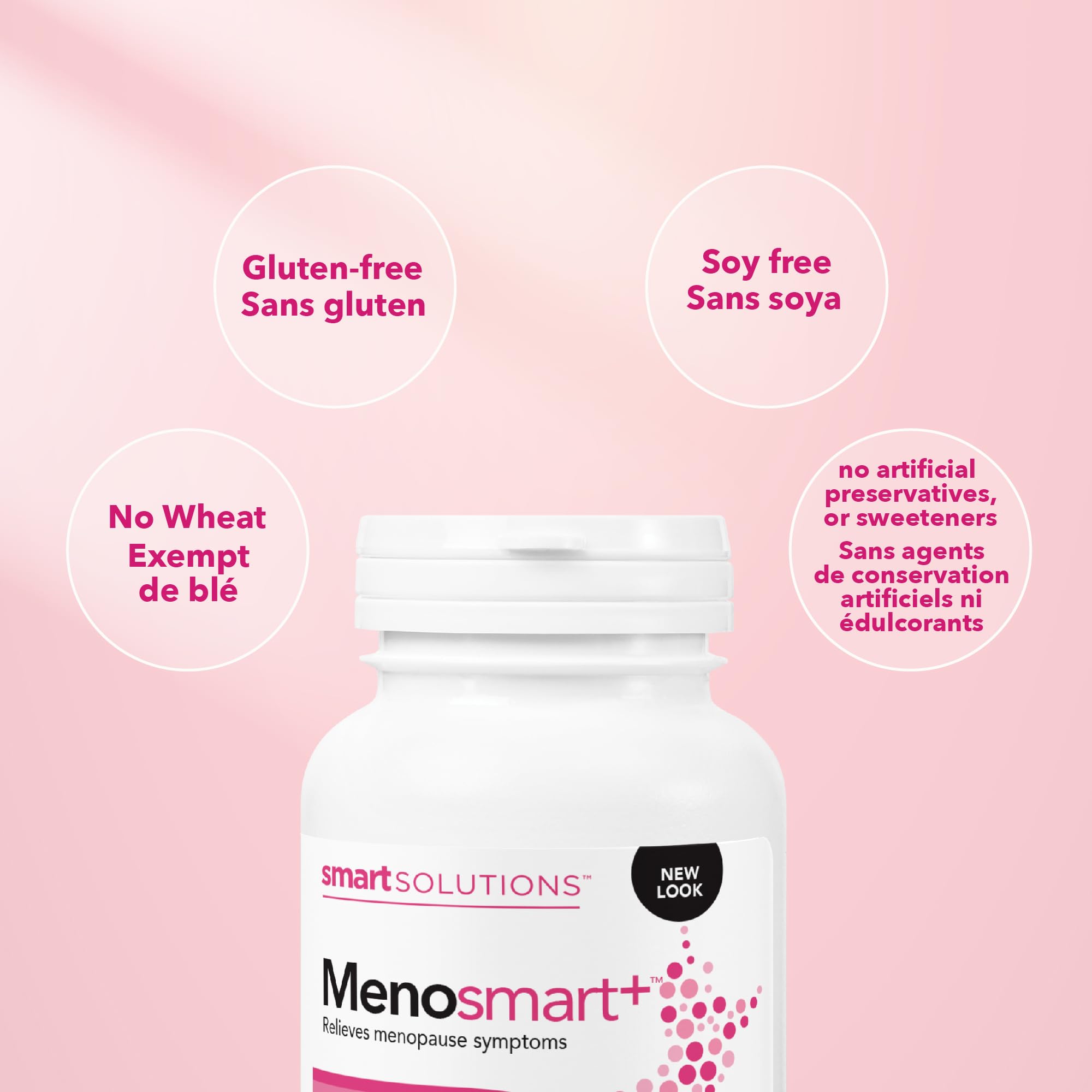 Smart Solutions Menosmart+ Vegetarian Capsules, Reduces Hot Flashes and Night Sweats, Promotes a Calm Mood, and Relieves Menopause Symptoms. With Sage, Black Cohosh, and Chasteberry, Gluten-Free, 120 Count 🍁 All In One Marketplace Canada
