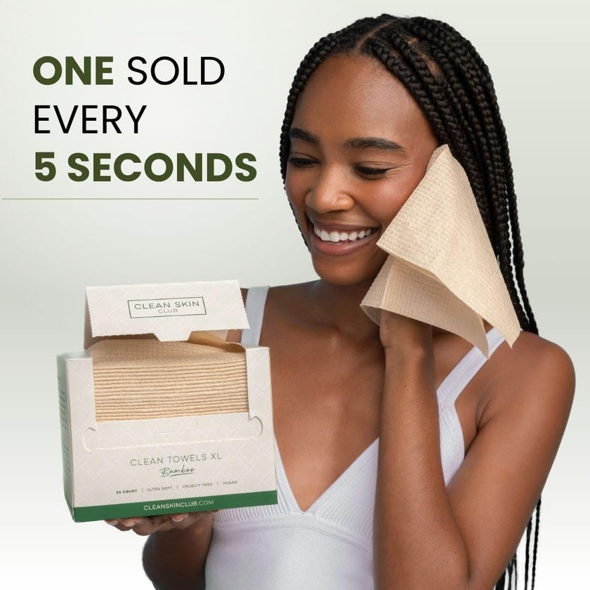 Clean Skin Club Bamboo Viscose Clean Towels® XL 100% USDA Biobased Face Towel, Disposable Face Towelette, Makeup Remover Dry Wipes, Ultra Soft, 50 Ct, 1 Pack 🍁 All In One Marketplace Canada