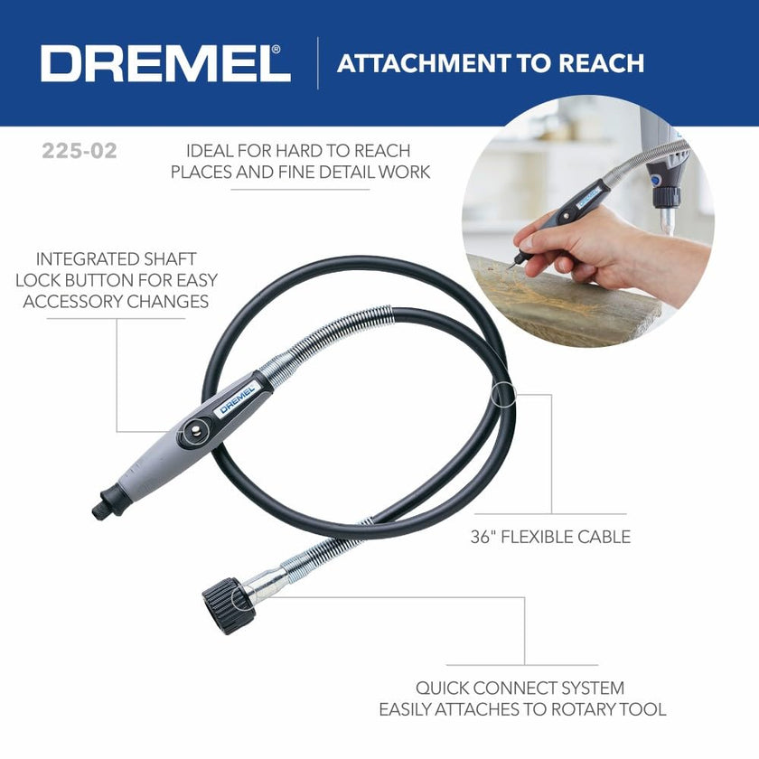 Dremel Flex Shaft Rotary Tool Attachment with Comfort Grip and 36” Long Cable-Engraver, Polisher, and Mini Sander-Ideal for Detail Metal Engraving, Wood Carving, and Jewelry Polishing, 225-02, Grey 🍁 All In One Marketplace Canada