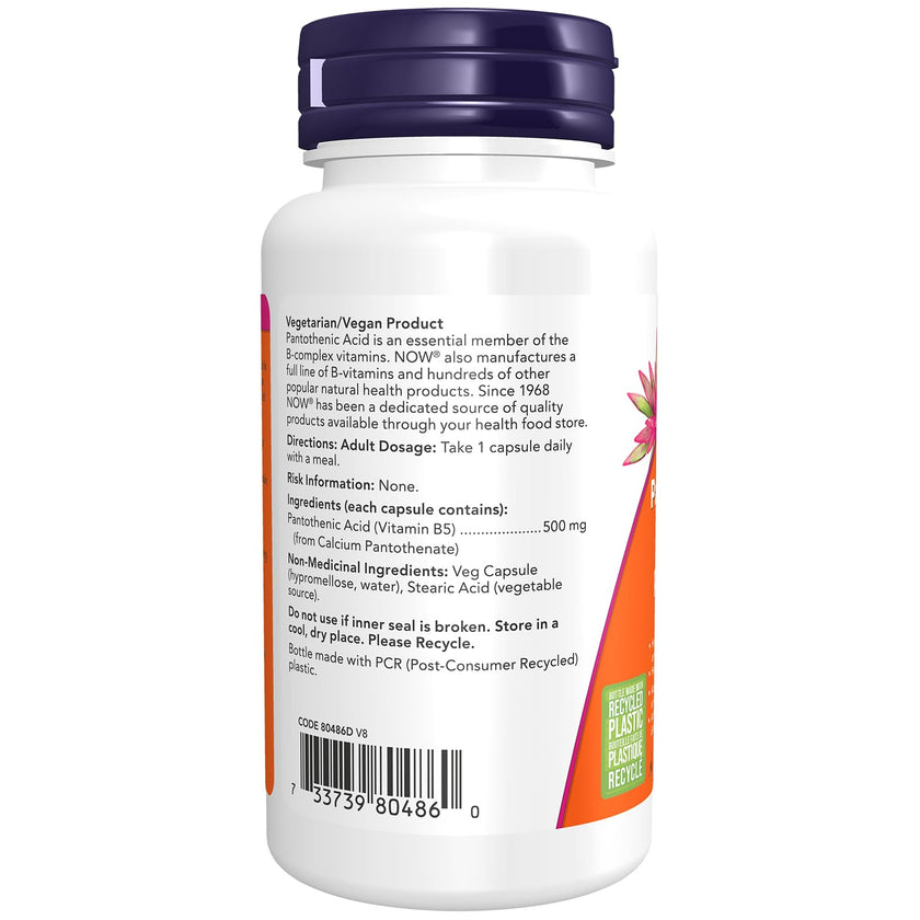NOW Supplements, Pantothenic Acid (Vitamin B-5) 500 mg, B-Complex Vitamin, 100 Capsules 🍁 All In One Marketplace Canada