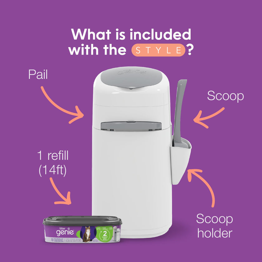 Litter Genie Style Pail - Cat Litter Waste Disposal System with Square Pail Refill Bag - Compatible with Standard and Jumbo Litter Genie Refill 🍁 All In One Marketplace Canada