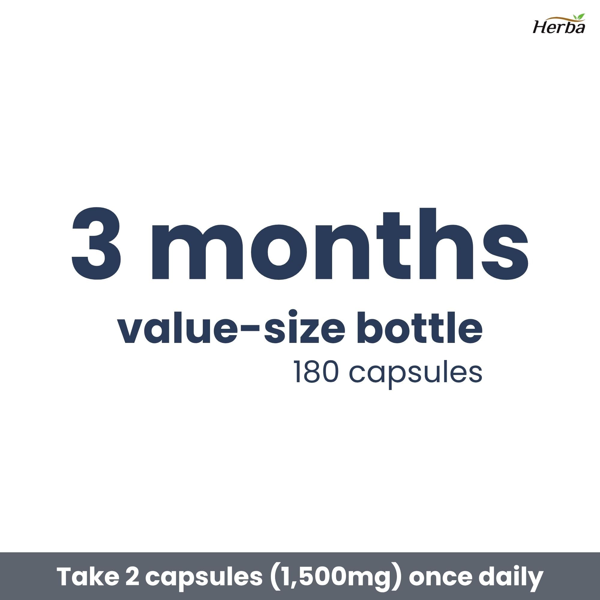Herba Glycine Supplement 750mg - 180 Capsules | >99% Ultra Pure Glycine Capsules | Free-form Proteinogenic Amino Acids Supplements | Made in Canada 🍁 All In One Marketplace Canada
