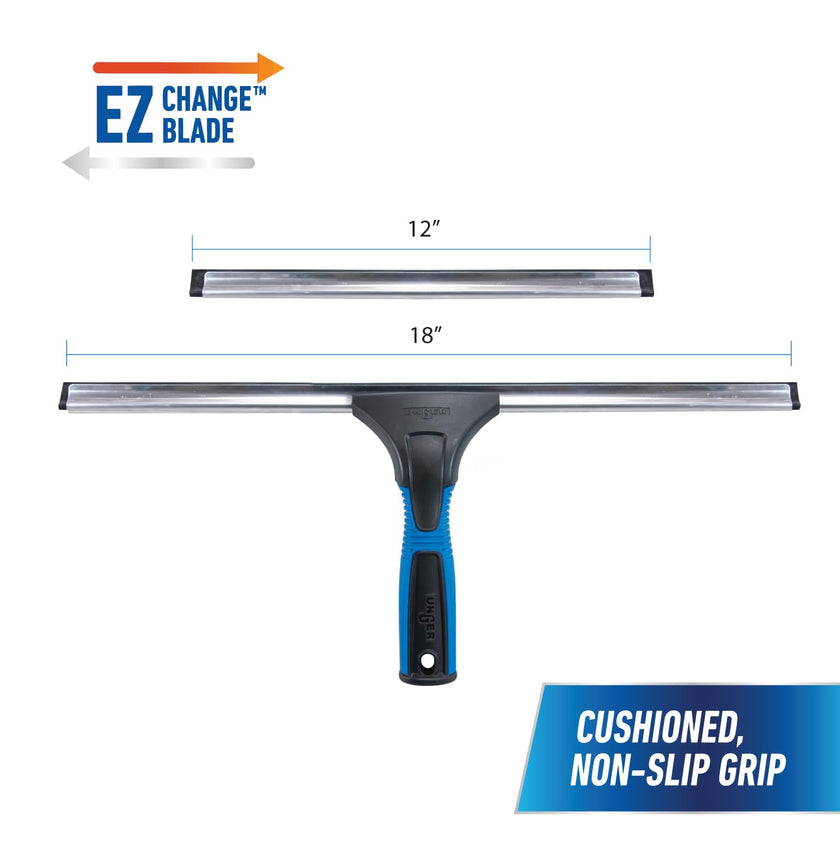 Unger Professional 18” EZ Change Window & Glass Cleaning Squeegee - Streak Free Results, Clean Large and Small Windows, with 12” Channel 🍁 All In One Marketplace Canada