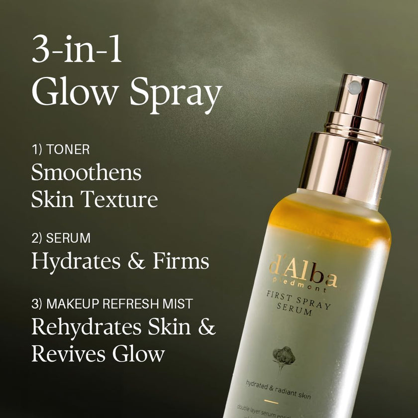 d'alba Piedmont Italian White Truffle First Spray Serum, Vegan Skin Care, Hydrating Face Moisturizer, Glow Serum for Radiant Skin, Non Comedogenic, All In One Mist, Korean skincare, 50ml 🍁 All In One Marketplace Canada