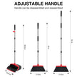 Broom and Dustpan Set, 52-in Long Adjustable Handle Broom Dustpan Combo with Dustpan Teeth to Automatically Clean Hair Suitable for Home Kitchen Office Hall Floor（Black&Red） 🍁 All In One Marketplace Canada