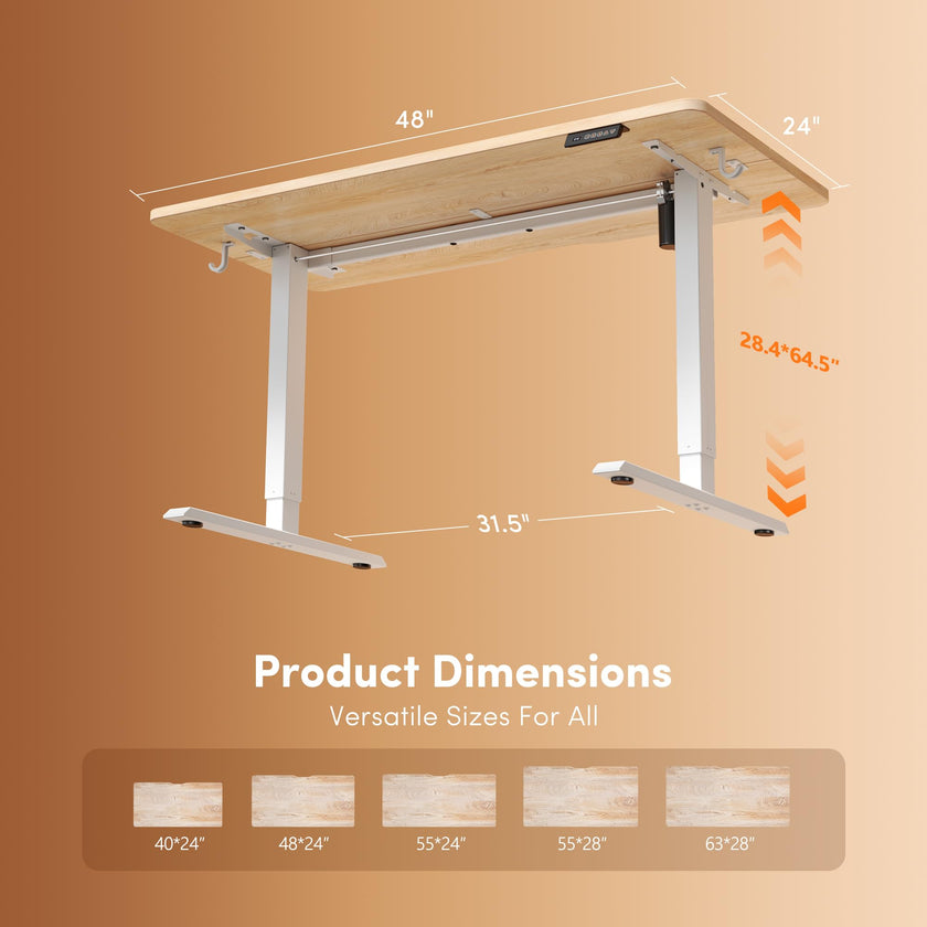 FEZIBO Standing Desk 47 x 24 Inch, Height Adjustable Desk with Memory Buttons, Electric Sit Stand Desk with 7th Gen Lift System, Home Office Table with Splice Board (Maple) 🍁 All In One Marketplace Canada