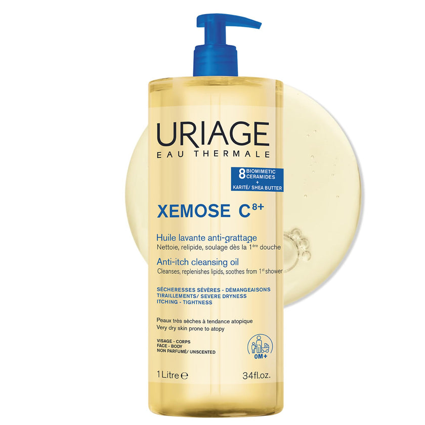 Uriage Xémose Cleansing Soothing Oil - Face & Body Cleanser & Shower Gel - Long-Lasting Comfort For Dry, Sensitive Skin Prone to Atopic Eczema - Soap-free, Fragrance-free For Your Whole Family - 1L 🍁 All In One Marketplace Canada