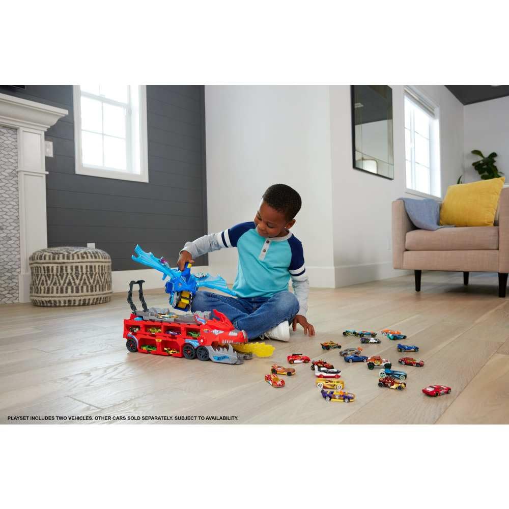 Hot Wheels City Toy Car Track Set, Ultimate Dual Dragon Transporter & 2 Die-Cast Cars, Large-Scale Dragon & Detachable Dragon, Stores 20+ Vehicles 🍁 All In One Marketplace Canada