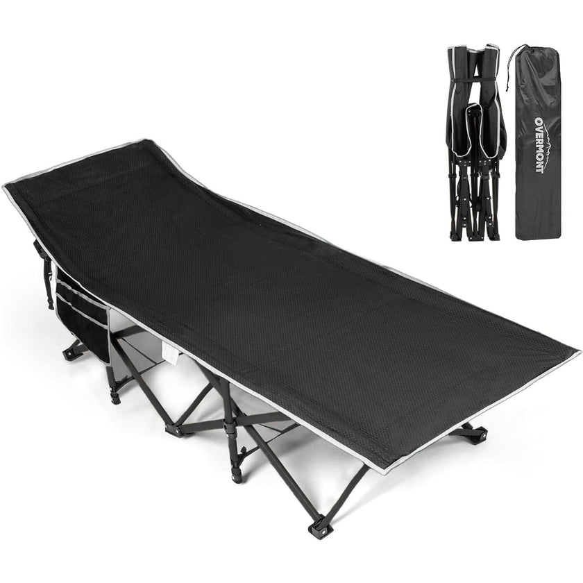 Overmont Portable Folding Camping Cot - 28” Extra Wide Portable Sleeping Cot Load 550 LBS with Carry Bag for Outdoor Travel Home Office Nap, Black 🍁 All In One Marketplace Canada