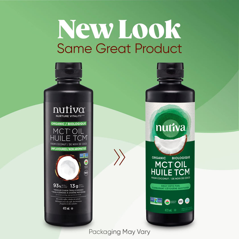 Nutiva Organic MCT Oil, Unflavored, 473 mL | Organic, Non-GMO, Non-BPA | Vegan, Gluten-Free, Keto & Paleo | 14g MCT per Serving & Neutral Flavor for Energy Boost to Coffee, Shakes and Salads 🍁 All In One Marketplace Canada