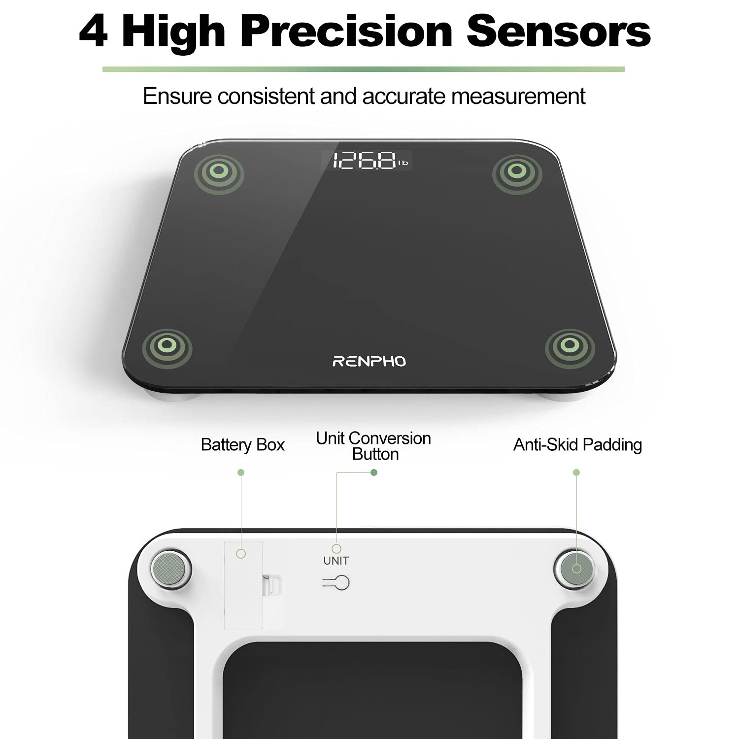 RENPHO Scale for Body Weight, Bathroom Weighing Scale with Backlit LED Display, Highly Accurate & Measures Weight up to 400 lb/180kg, Black-Core 1S (Black) 🍁 All In One Marketplace Canada