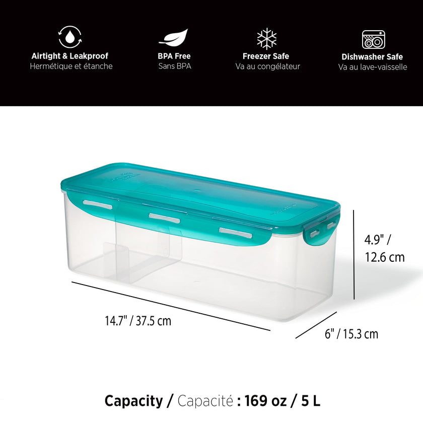 Starfrit LocknLock Plastic Bread Container - Removable Divider - 169oz/5L - Airtight - 4-Sided Locking Lid 🍁 All In One Marketplace Canada