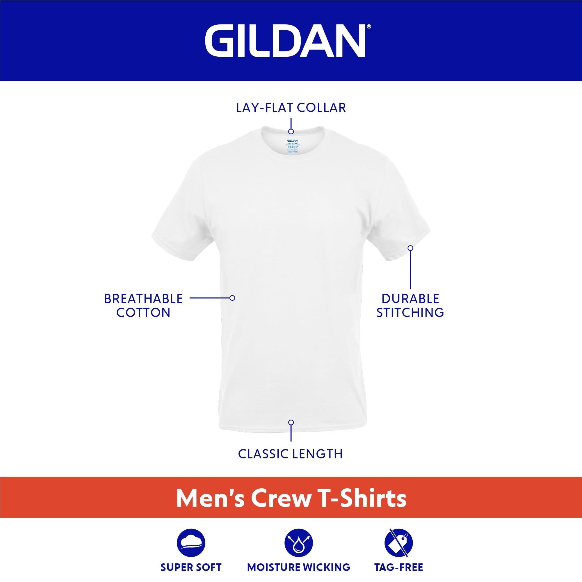 Gildan Men's Crew T-Shirts, Multipack, Style G1100, White (6-Pack), Large 🍁 All In One Marketplace Canada
