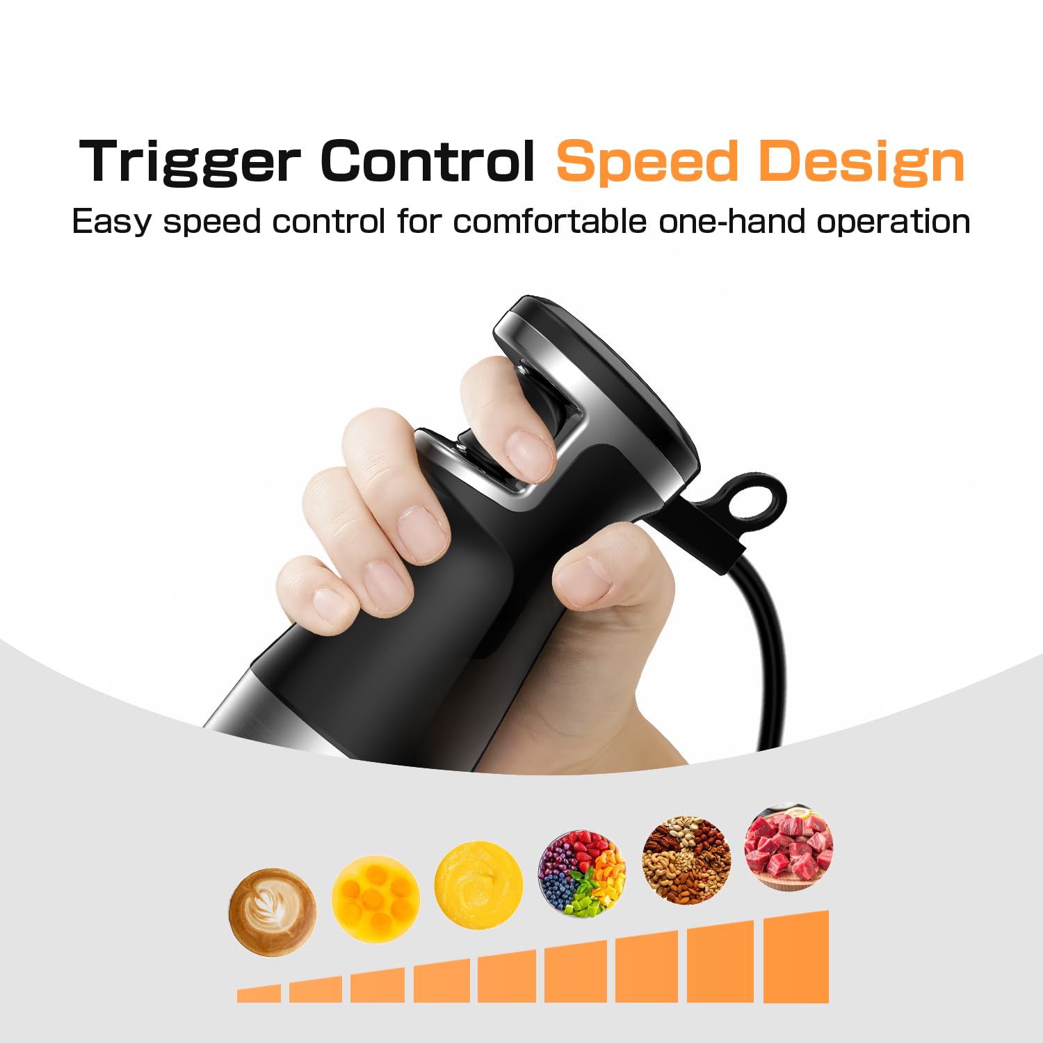 Immersion Blender Handheld 1100W - 3 in 1 Hand Blenders Set with Trigger Speed Control Stainless Steel Emulsion Stick with Whisk and Milk Frother, Emulsifier for Kitchen for Soup, Smoothie, Puree 🍁 All In One Marketplace Canada