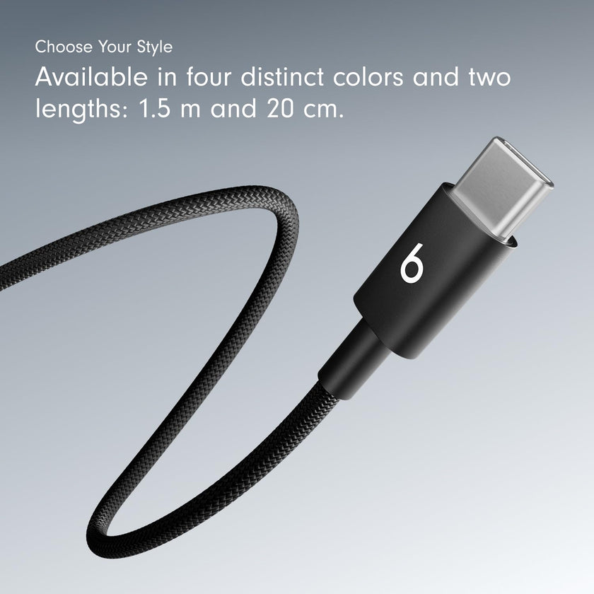 Beats USB-C to USB-C Woven Cable Fast Charging Durable/Tangle-Free Compatible Charger for Apple & Android Devices (1.5 m) - Bolt Black 🍁 All In One Marketplace Canada