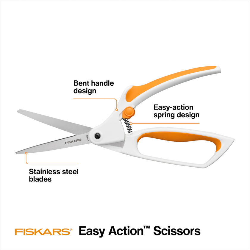 Fiskars Easy Action Fabric Scissors, Stainless Steel Blades for Precision Cuts, Spring-Assited Bent Handle 🍁 All In One Marketplace Canada