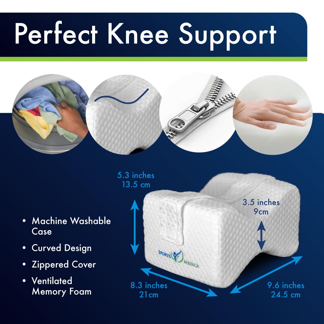 Sports Medica Doctor Developed Ergonomic Knee Pillow for Side Sleepers - eHandbook Included - Memory Foam Spine Alignment Leg Pillow for Sleeping on Side - Hip & Leg Elevation Pillow 🍁 All In One Marketplace Canada