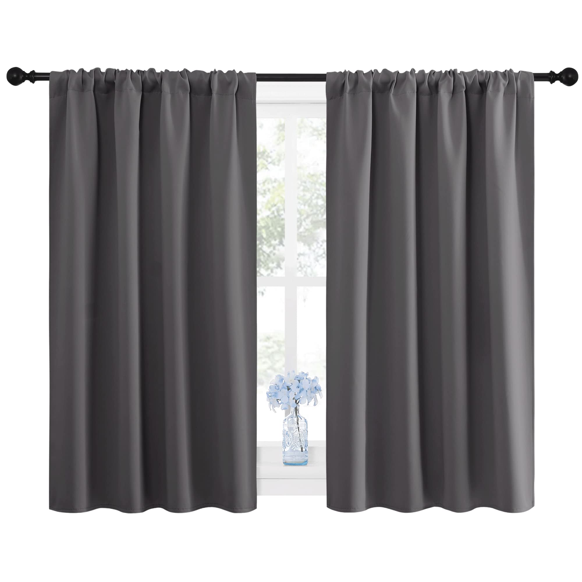 NICETOWN Blackout Kitchen Curtains 45 Inches Long, W42 x L45, Grey 🍁 All In One Marketplace Canada
