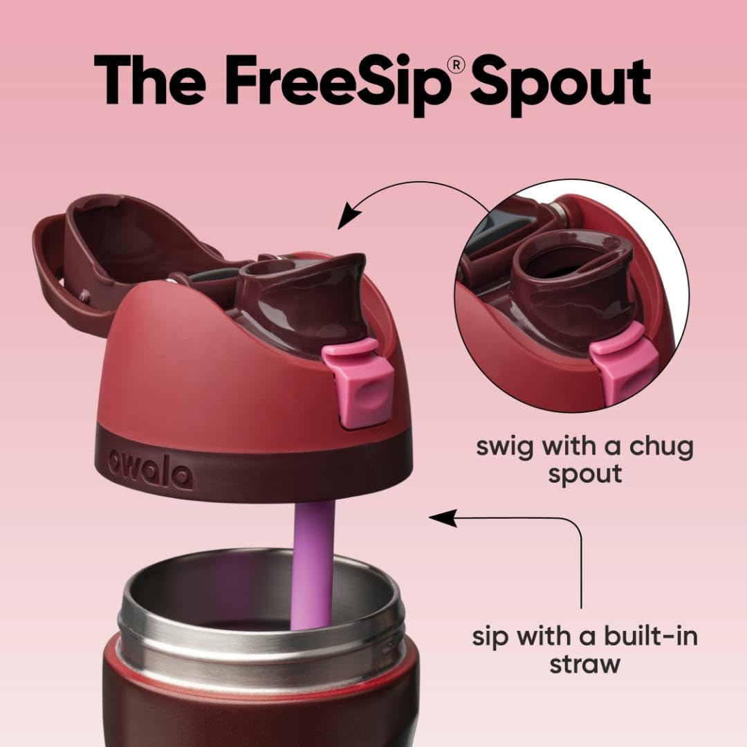 Owala FreeSip - Stainless Steel - 24-oz. - Red Black Cherry 🍁 All In One Marketplace Canada