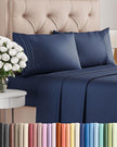 King Size 4 Piece Sheet Set - Comfy Breathable & Cooling Sheets - Hotel Luxury Bed Sheets for Women & Men - Deep Pockets, Easy-Fit, Extra Soft & Wrinkle Free Sheets - Navy Blue Oeko-Tex Bed Sheet Set 🍁 All In One Marketplace Canada
