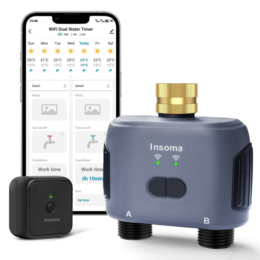 WiFi Water Timer for Garden Hose with Brass Inlet,Smart Hose Timer with WiFi Hub, APP & Voice Control,Up to 20 Watering Plans, 2-Zone Sprinkler Drip Irrigation System Controller for Watering 🍁 All In One Marketplace Canada