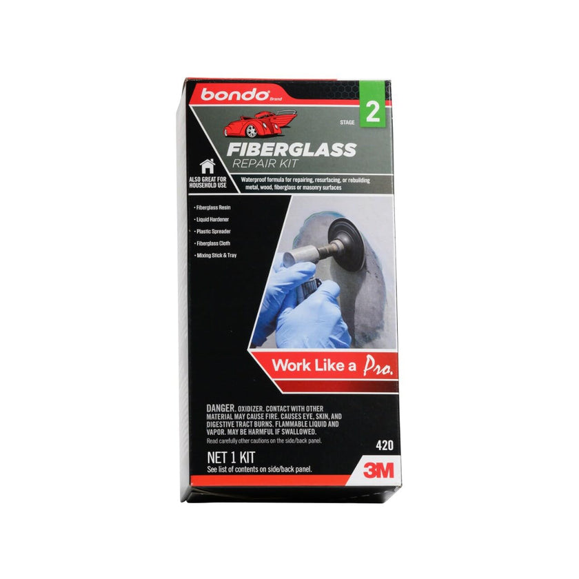 3M Bondo Fiberglass Resin Repair Kit, 0.45 Pint, Includes Fiberglass Resin, Liquid Hardener, Spreader, Fiberglass Cloth and Mixing Tray, Repair Holes & Scratches on Automobiles, Boats and More (420) 🍁 All In One Marketplace Canada