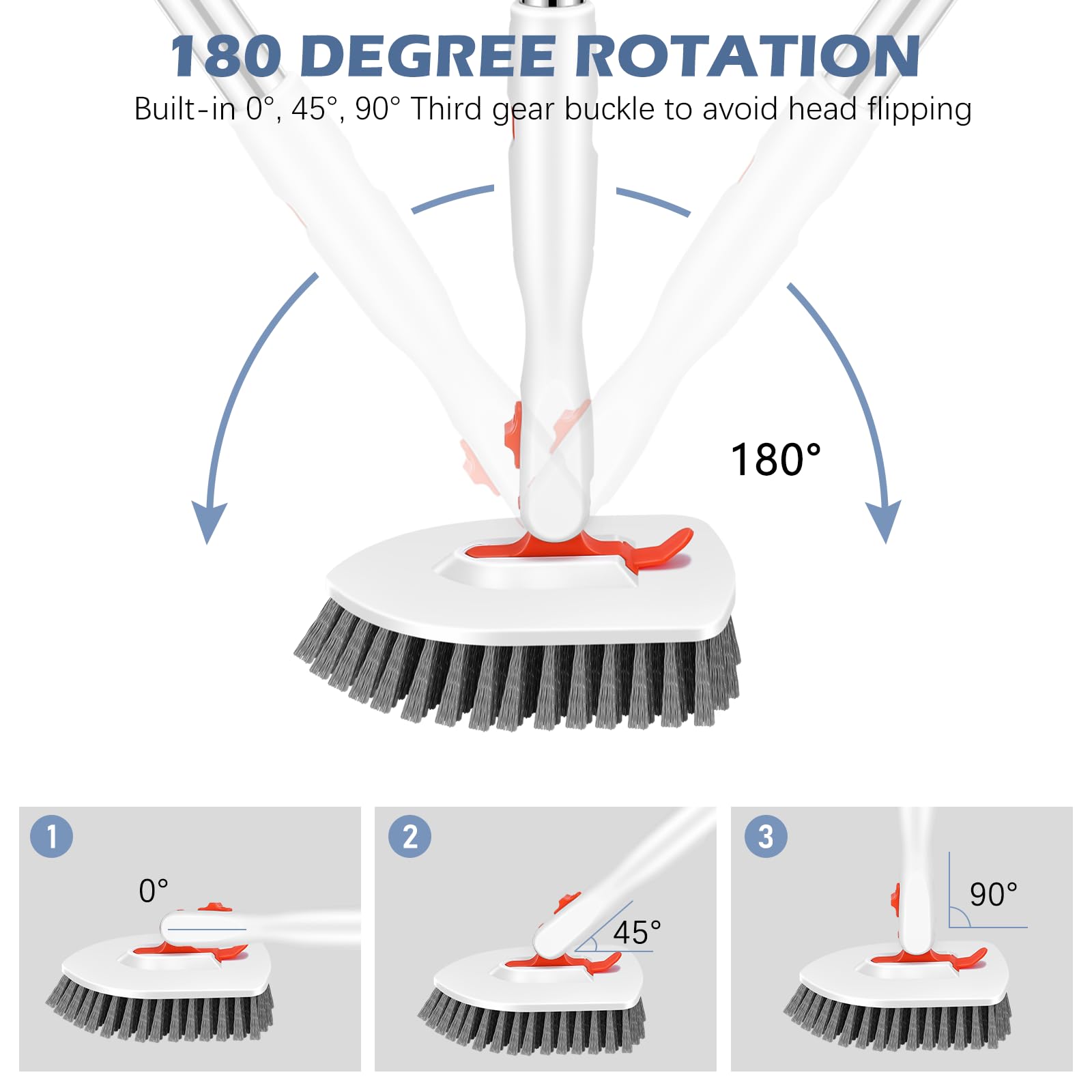 Setsail Floor Scrub Brush, 3-In-1 Tile Tub Floor Scrubber with 52-inch Adjustable Long Handle Shower Cleaner Brush and 3 Detachable Replacement Brush Heads for Cleaning Bathroom Kitchen Walls Tub Tile 🍁 All In One Marketplace Canada