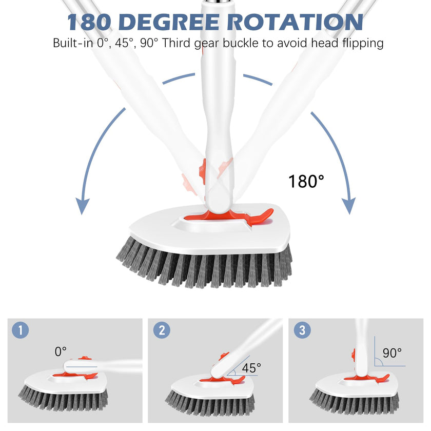 Setsail Floor Scrub Brush, 3-In-1 Tile Tub Floor Scrubber with 52-inch Adjustable Long Handle Shower Cleaner Brush and 3 Detachable Replacement Brush Heads for Cleaning Bathroom Kitchen Walls Tub Tile 🍁 All In One Marketplace Canada