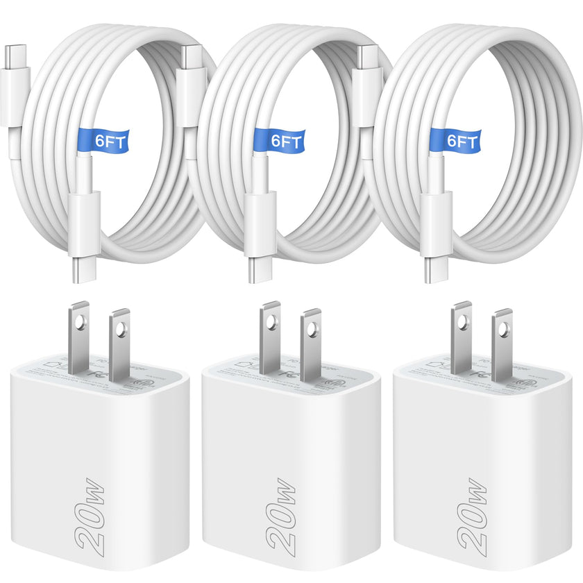 iPhone 16 15 Fast Charger [Apple MFi Certified] 3 Pack 20W USB C Wall Charger Block 6FT USB C to C Charger Cable Compatible with iPhone 16/iPhone 15/iPro/Pro Max,Pad Pro,Pad Mini/Air4 Phones 🍁 All In One Marketplace Canada