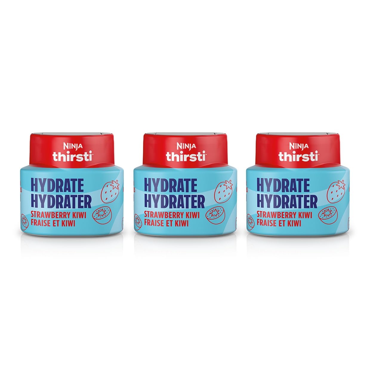 Ninja Thirsti HYDRATE Strawberry Kiwi Flavoured Water Drops with electrolytes and contain 0 calories*, 0 sugar* (*per 12oz classic serving). . Turn water into refreshing fruit-flavoured sparkling or still drinks with Ninja Thirsti Hydrate Flavoured Water