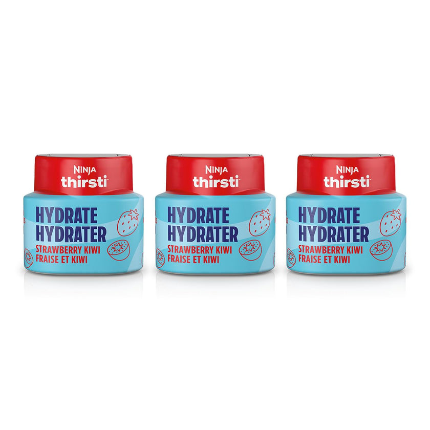 Ninja Thirsti HYDRATE Strawberry Kiwi Flavoured Water Drops with electrolytes and contain 0 calories*, 0 sugar* (*per 12oz classic serving). . Turn water into refreshing fruit-flavoured sparkling or still drinks with Ninja Thirsti Hydrate Flavoured Water