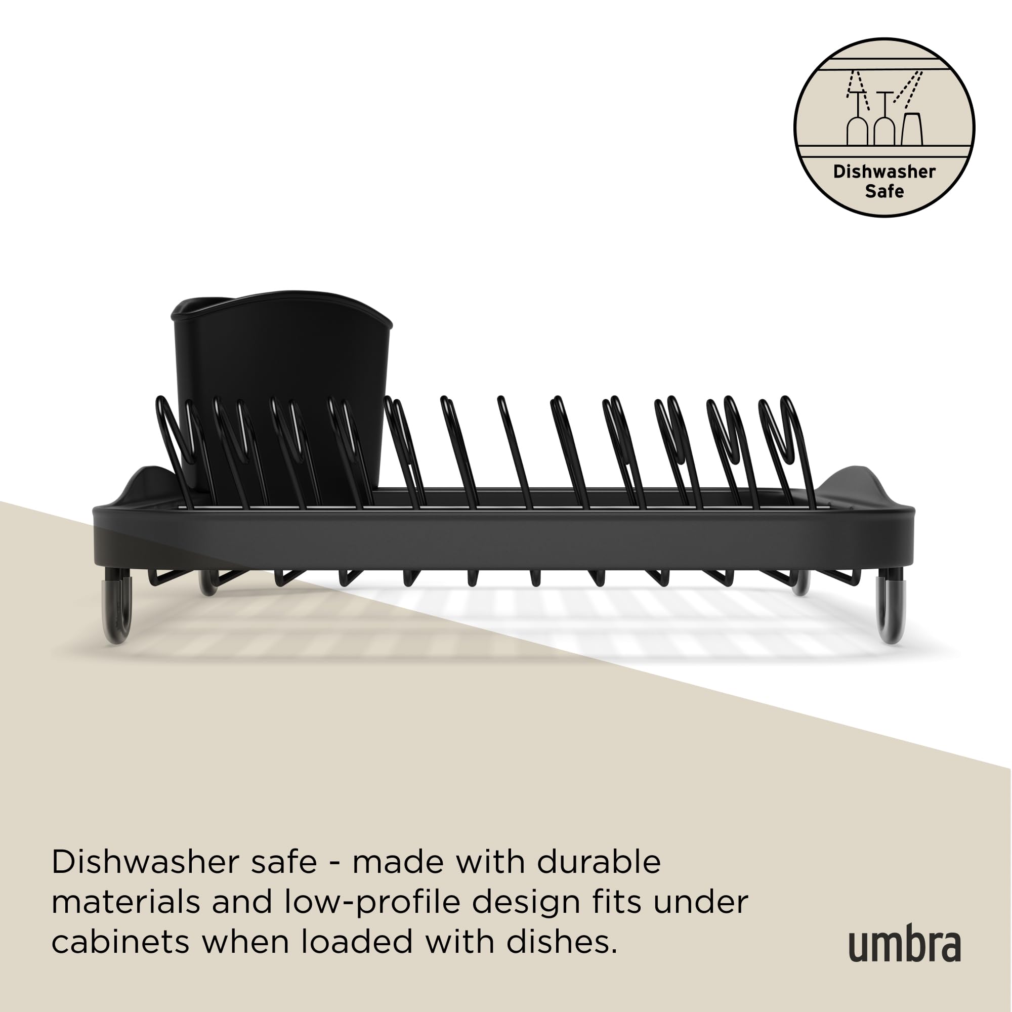 Umbra Sinkin Dish Drying Rack – Drainer Caddy with Removable Cutlery Holder – Use in Sink or On Counter, Standard, Black 🍁 All In One Marketplace Canada