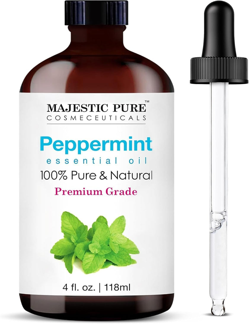 Majestic Pure Peppermint Essential Oil - Huge 118 ml - 100% Pure and Natural Oil for Soap Making Scent- Premium Grade with Glass Dropper 🍁 All In One Marketplace Canada