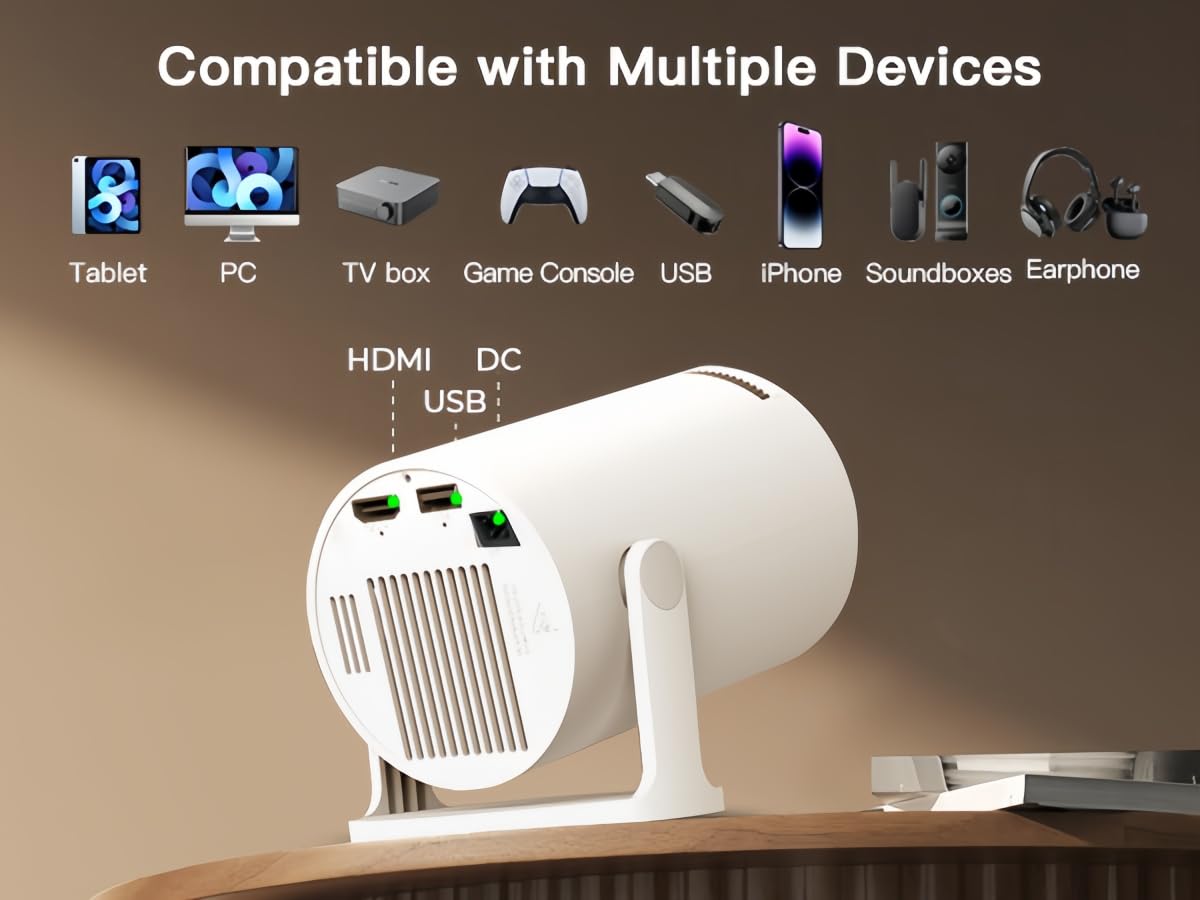 [Built-in Apps & 2026 Upgraded] WEMI Mini Portable Projector Mini Projecteur Portatif with WiFi 6 and Bluetooth 5.4 for Bedroom Smart Movie for iPhone Cell Phone Android OptiBarrel 500 🍁 All In One Marketplace Canada