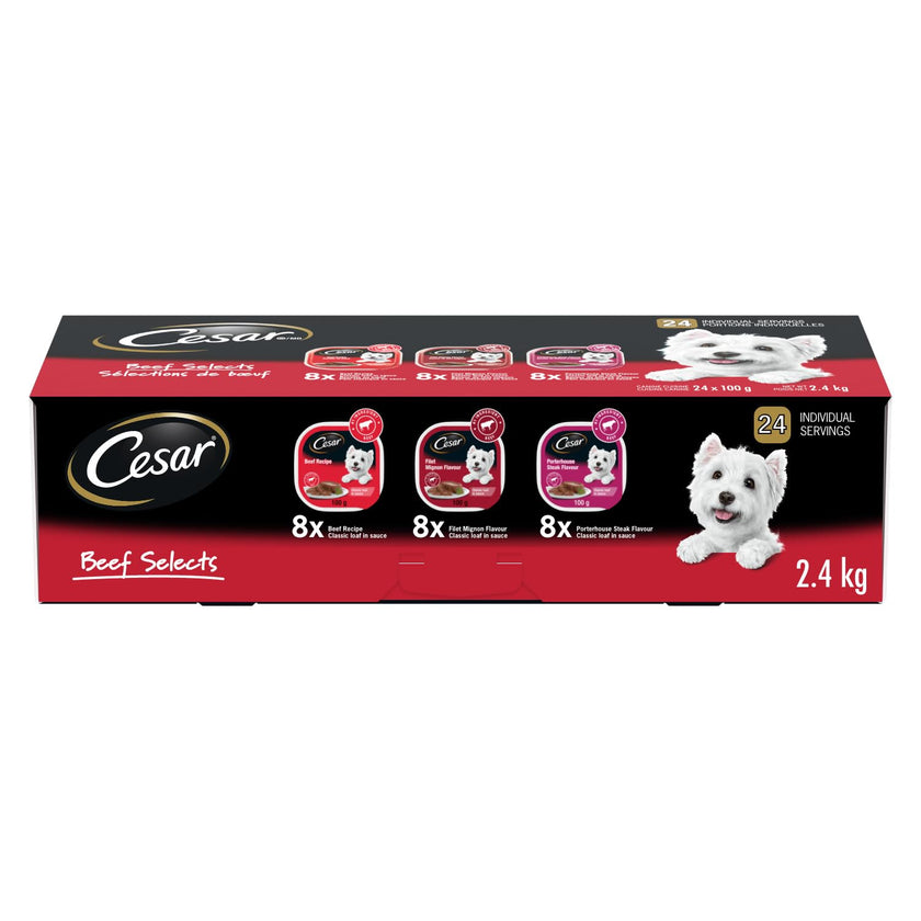 CESAR Classic Loaf in Sauce Adult Wet Dog Food Beef Selects Variety Pack, 24x100g Trays 🍁 All In One Marketplace Canada
