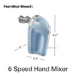 Hamilton Beach 6-Speed Electric Hand Mixer for Baking, 275W, Easy Clean Beaters, Dough Hooks, Whisk, Snap-On Storage Case, Blue (62677J) 🍁 All In One Marketplace Canada